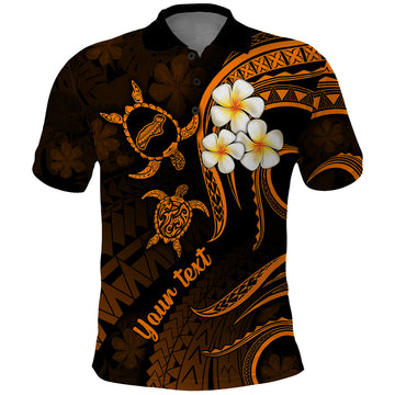 Personalised Niihau Hawaii Polo Shirt Polynesian Tattoo and Pacific Plumeria Gold Vibe LT9