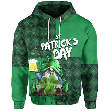 St Patricks Day Hoodie Gnome Drinking Beer LT6
