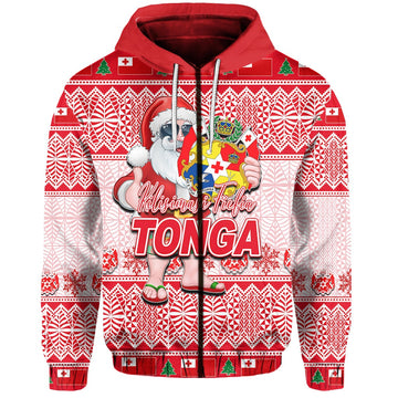 Tonga Christmas Zip Hoodie Cool Santa Claus LT6