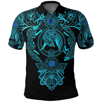 Viking Polo Shirt Tattoo All Over Print Blue RLT12