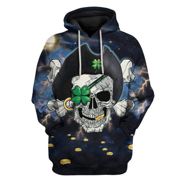 St Patricks Day Hoodie Lucky Pirate LT8