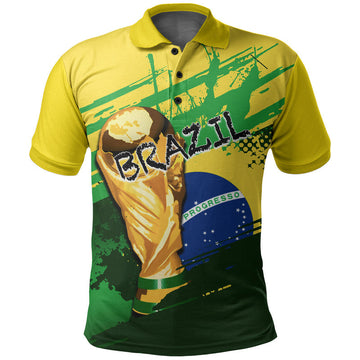 (Custom And Number) Brazil World Cup Soccer Polo Shirt LT6