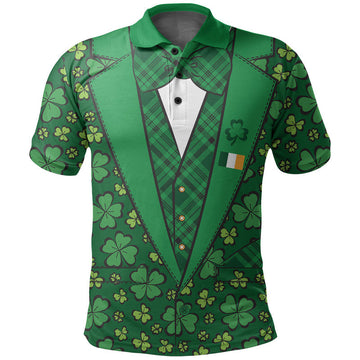 St Patricks Day Polo Shirt Suit Four Leaves Clover Style LT6