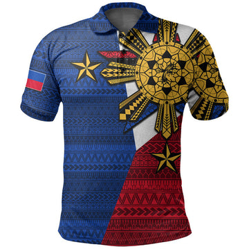 Custom Filipino Polo Shirt Tribal Flag Style LT6