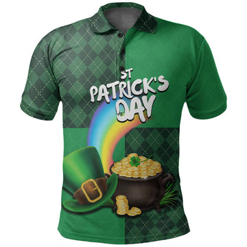 St Patricks Day Rainbow Grass Polo Shirt LT6