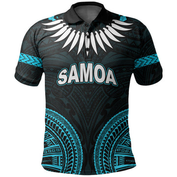 Custom Samoa Ula Nifo Tribal Polo Shirt Blue Style LT6