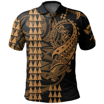 Custom Hawaii Polynesian Warrior Kakau Polo Shirt Gold LT6