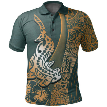 Hawaiian Shark Polynesian Polo Shirt Vibe Green Style LT6