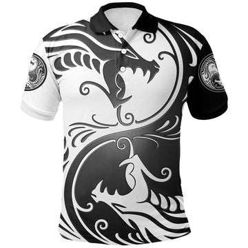 Viking Polo Shirt Ying Yang Dragon RLT12