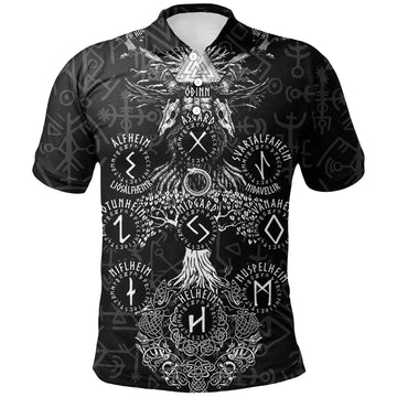 Viking Polo Shirt Odin Tree Runes RLT12