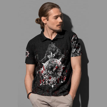 Viking Berserker Blood and Vegvisir Polo Shirt RLT12