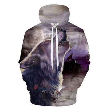 Wolf Raining 3D Native American Hoodies LT10