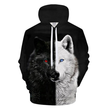 Ying and Yang Native American Wolf 3D Hoodies LT10