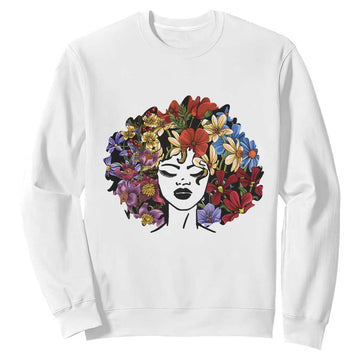 Black History Sweatshirt For Women Afro Flower Hair Juneteenth TS01