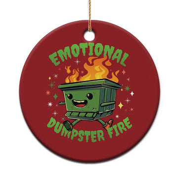 Emotional Dumpster Fire Christmas Ornament Funny Mental Health Retro Groovy TS02