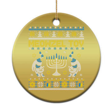 Funny Hanukkah Cat Christmas Ornament Meowzel Tov Chanukah Jewish Ugly Sweater Hanukkah TS02
