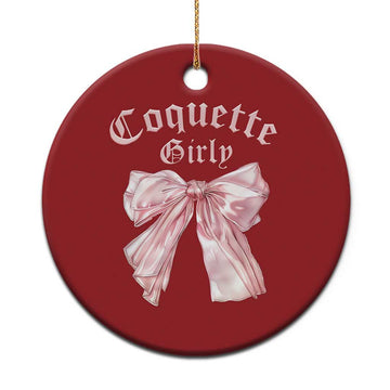 Coquette Girly Christmas Ornament Pink Bow TS02