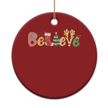 Believe Xmas Christmas Ornament Santa Claus Reindeer Candy Cane Groovy Xmas TS02