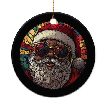 African American Santa Stained Glass Effect Printed Christmas Ornament Melanin Claus Festive Xmas Tree TS02