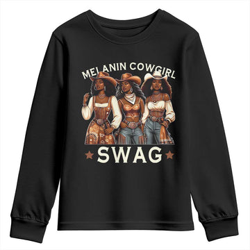 African Melanin Cowgirl Swag Youth Sweatshirt Slay Cowgirls Black History TS02