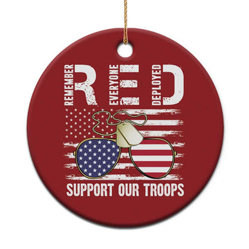 Red Friday Christmas Ornament R.E.D Remember Everyone Deployed American Flag Glasses Dog Tag TS02