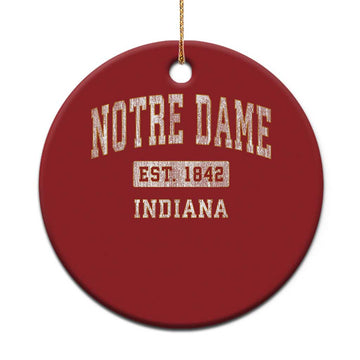 Classic Notre Dame Indiana Christmas Ornament Est 1842 IN Retro Vintage Varsity TS02