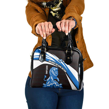 Scotland Lion Shoulder Handbag with Blue and White Saltire and Tartan Pattern TS04