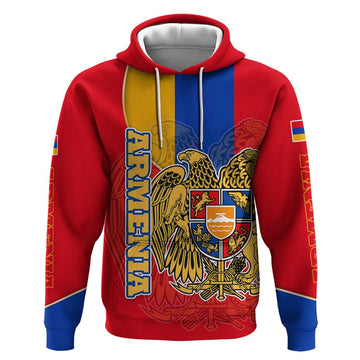 Armenia Flag Hoodie with National Coat of Arms and Map Design TS04