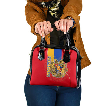 Armenia Flag Shoulder Handbag with National Coat of Arms and Map Design TS04