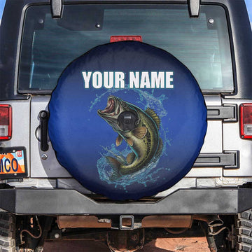 Custom Jumping Bass Fishing Spare Tire Cover with Water Splash and Lightning Background TS04