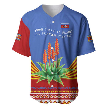 Aloe Vera Eswatini Baseball Jersey Flag Print and Cultural Motif From Thorn to Flame TS04