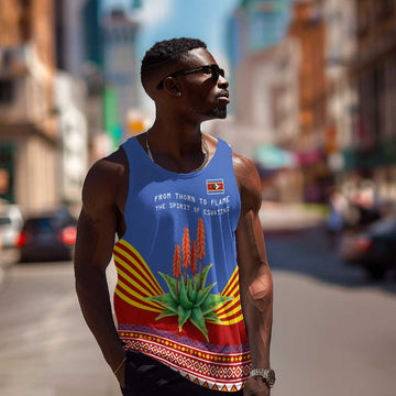 Aloe Vera Eswatini Men Tank Top Flag Print and Cultural Motif From Thorn to Flame TS04