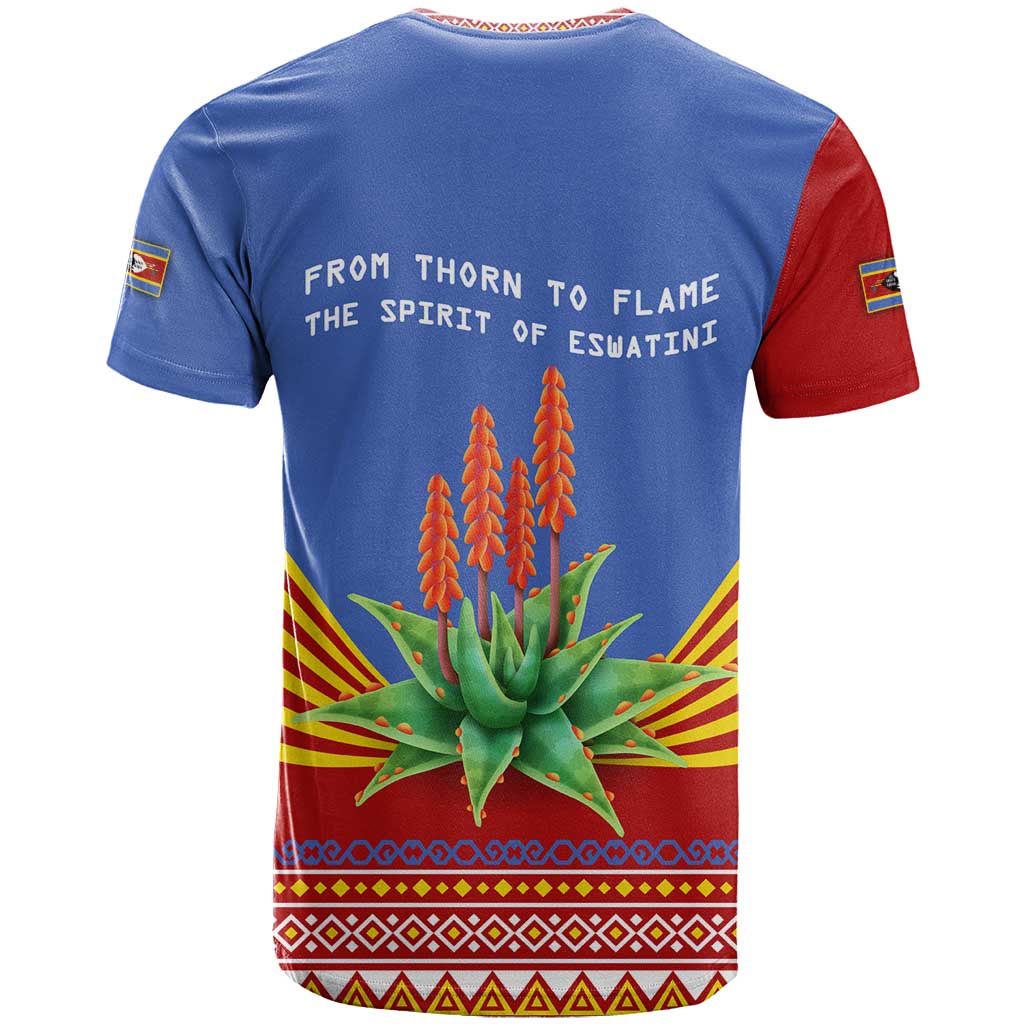 Aloe Vera Eswatini T shirt Flag Print and Cultural Motif From Thorn to Flame TS04