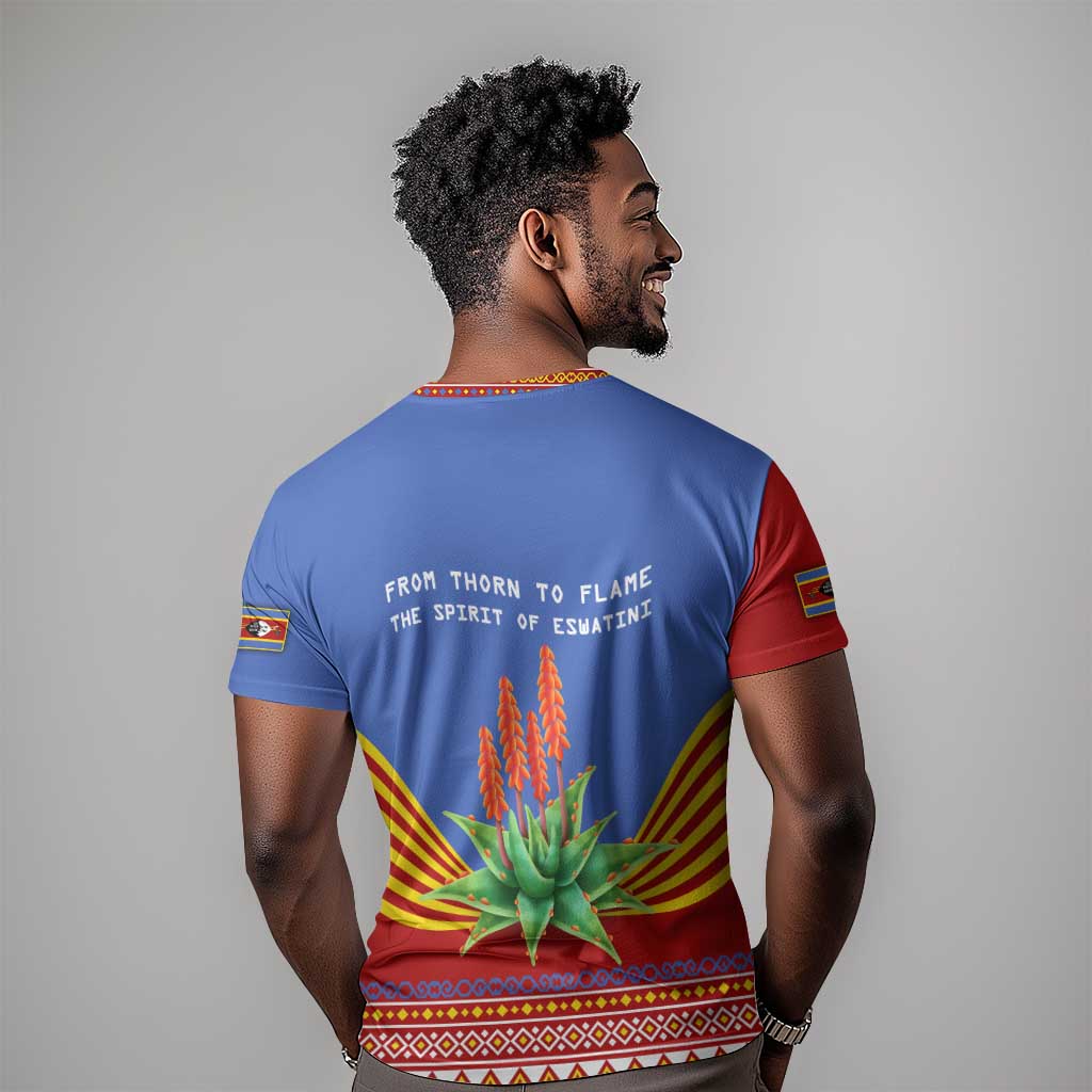 Aloe Vera Eswatini T shirt Flag Print and Cultural Motif From Thorn to Flame TS04