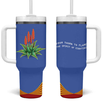 Aloe Vera Eswatini Tumbler With Handle Flag Print and Cultural Motif From Thorn to Flame TS04