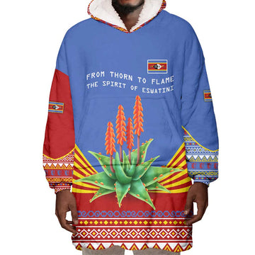 Aloe Vera Eswatini Wearable Blanket Hoodie Flag Print and Cultural Motif From Thorn to Flame TS04