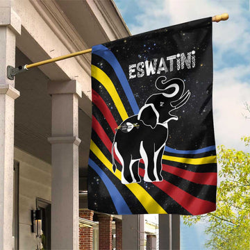 Eswatini Elephant Garden Flag Swazi Flag Colors and Cosmic Background TS04
