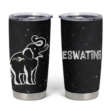 Eswatini Elephant Tumbler Cup Swazi Flag Colors and Cosmic Background TS04