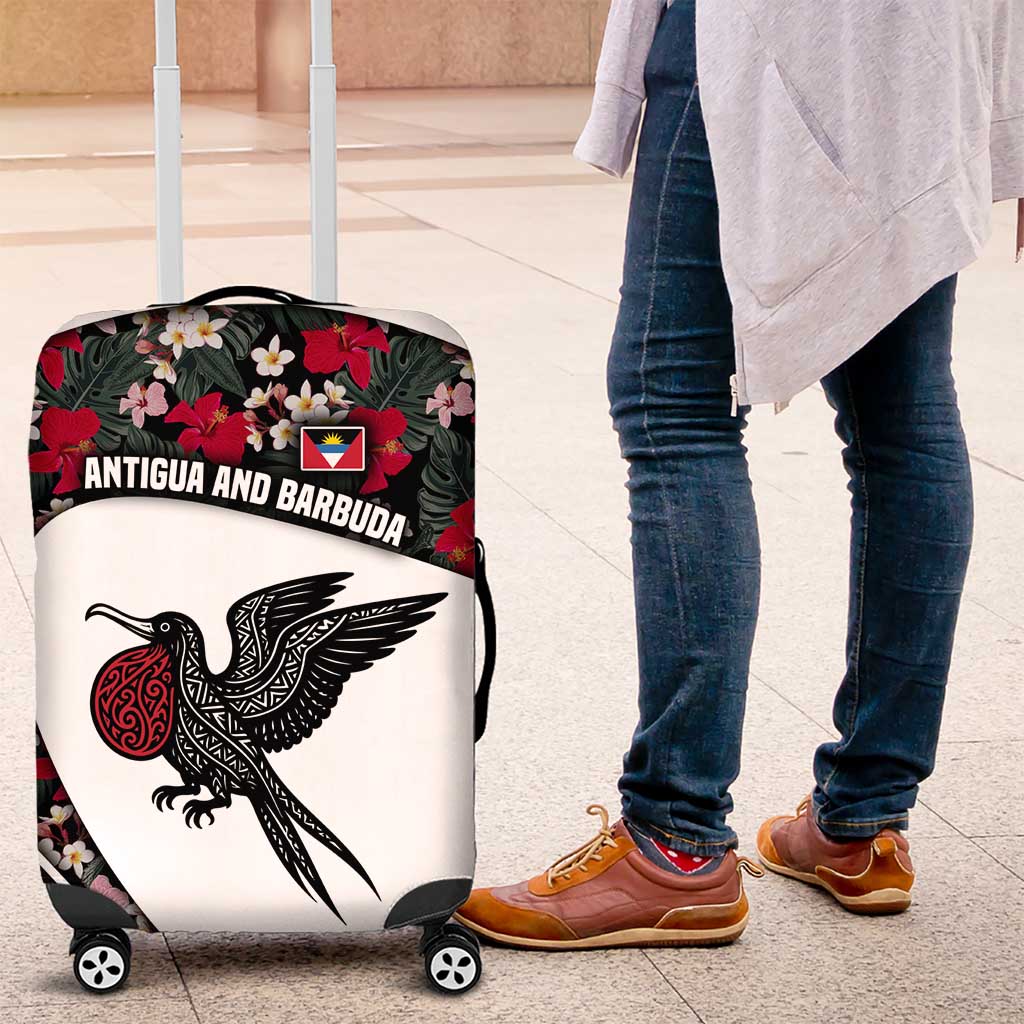 Antigua and Barbuda Hummingbird Luggage Cover with Tribal Bird and Tropical Floral Design with Island Flag TS04