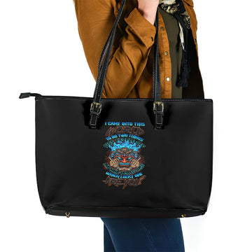 Which Lucky One Are You Skull Tiki Leather Tote Bag TS04