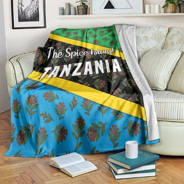 Tanzania Spice Island Blanket with Clove Leaf Pattern and National Flag Colors TS04