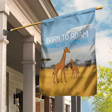 Tanzania Safari Giraffe Garden Flag - Tribal Patterns and Mount Kilimanjaro Scene TS04