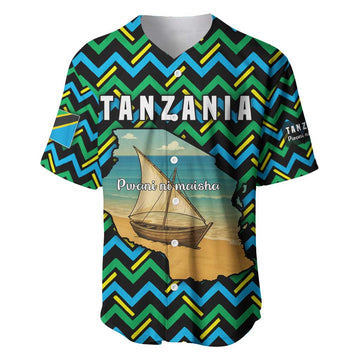 Tanzania Coastal Life Baseball Jersey - Swahili Dhow Boat and Tribal Pattern TS04