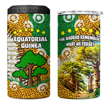 Equatorial Guinea Baobab Tree 4 in 1 Can Cooler Tumbler - Tribal Patterns and Heritage Quote TS04