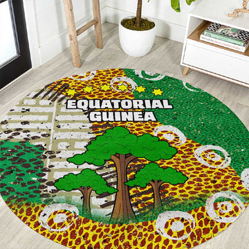 Equatorial Guinea Baobab Tree Round Carpet - Tribal Patterns and Heritage Quote TS04