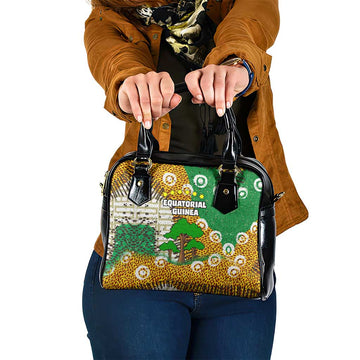 Equatorial Guinea Baobab Tree Shoulder Handbag with Tribal Patterns and Heritage Quote TS04