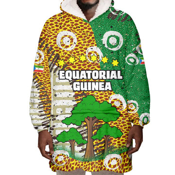 Equatorial Guinea Baobab Tree Wearable Blanket Hoodie - Tribal Patterns and Heritage Quote TS04