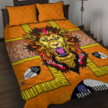 Swaziland Eswatini Quilt Bed Set Lion Shield and Leopard Print Tribal Design TS04