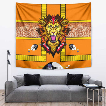 Swaziland Eswatini Tapestry Lion Shield and Leopard Print Tribal Design TS04