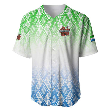 Sierra Leone Baseball Jersey - Tribal Chimpanzee Design and Green Blue Gradient Pattern TS04